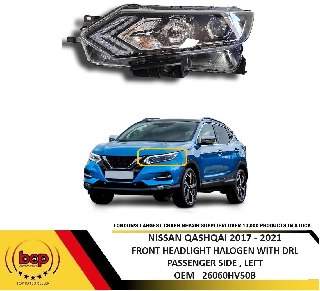 NISSAN QASHQAI 2017 – 2021 FRONT HALOGEN HEADLIGHT WITH LED DRL PASSENGER LEFT