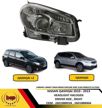 FITS NISSAN QASHQAI & QASHQAI +2 2010 - 2014 HEADLIGHT / HEADLAMP DRIVER SIDE RH