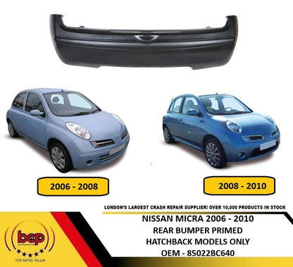 FOR NISSAN MICRA K12 2006 - 2008 REAR BUMPER INSURANCE APPROVED HIGH QUALITY