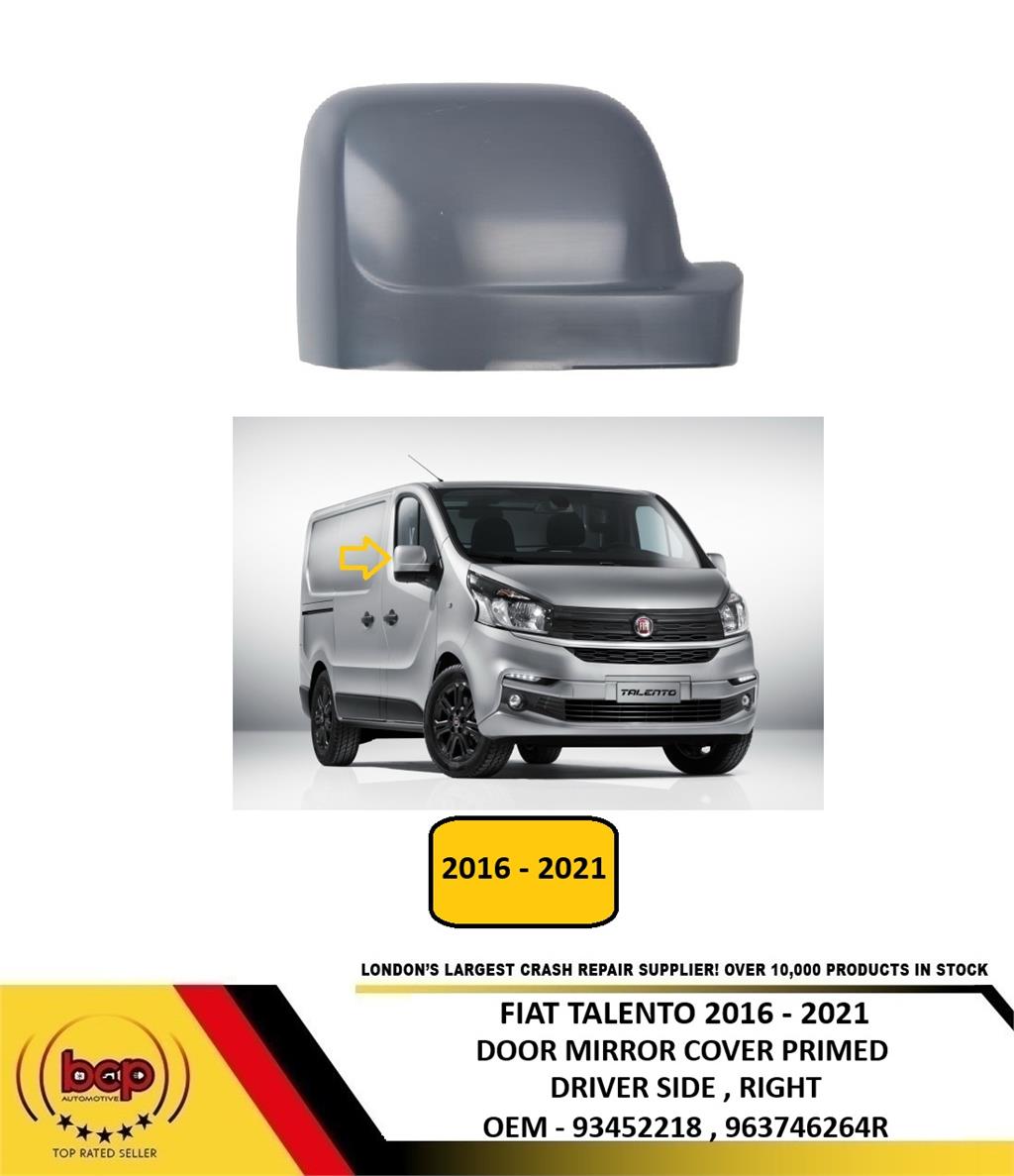 RENAULT TRAFIC 2014 - 2019 DOOR WING MIRROR COVER PRIMED PASSENGER SIDE LEFT