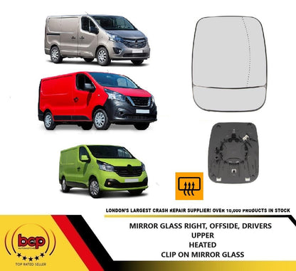 FIAT TALENTO 2016 ONWARDS DOOR MIRROR GLASS HEATED RIGHT DRIVERS SIDE CLIP ON