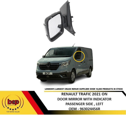 RENAULT TRAFIC 2021 ON DOOR MIRROR WITH INDICATOR ELECTRIC HEATED PASSENGER LEFT