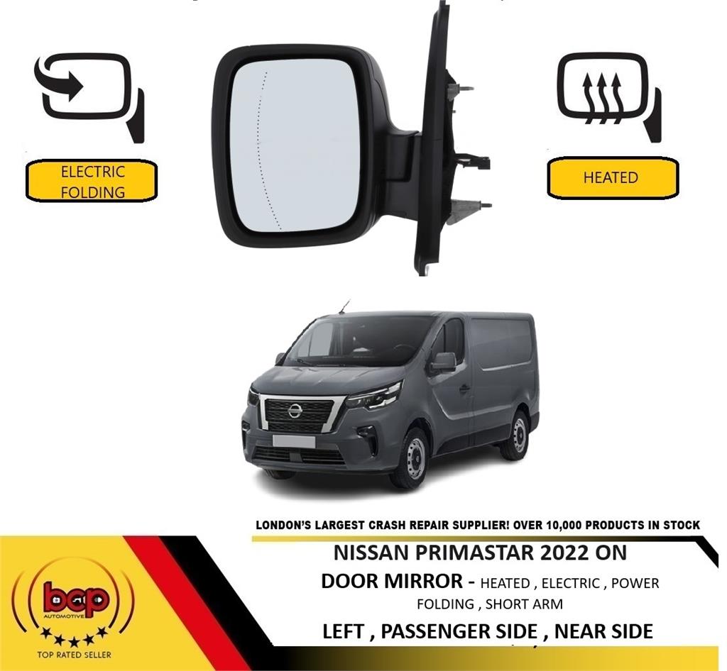NISSAN PRIMASTAR 2022 ON DOOR WING MIRROR ELECTRIC POWER FOLDING LEFT PRIMED