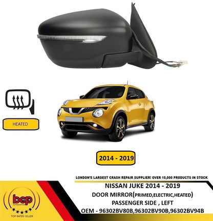 NISSAN JUKE 2014–2019 DOOR MIRROR PRIMED ELECTRIC LED INDICATOR PASSENGER LEFT