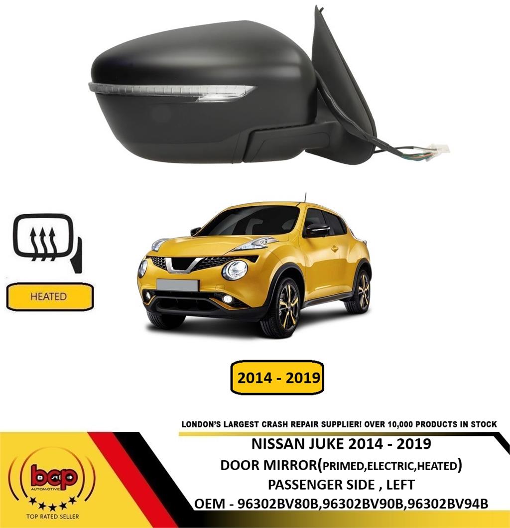 NISSAN JUKE 2014–2019 DOOR MIRROR PRIMED ELECTRIC LED INDICATOR PASSENGER LEFT