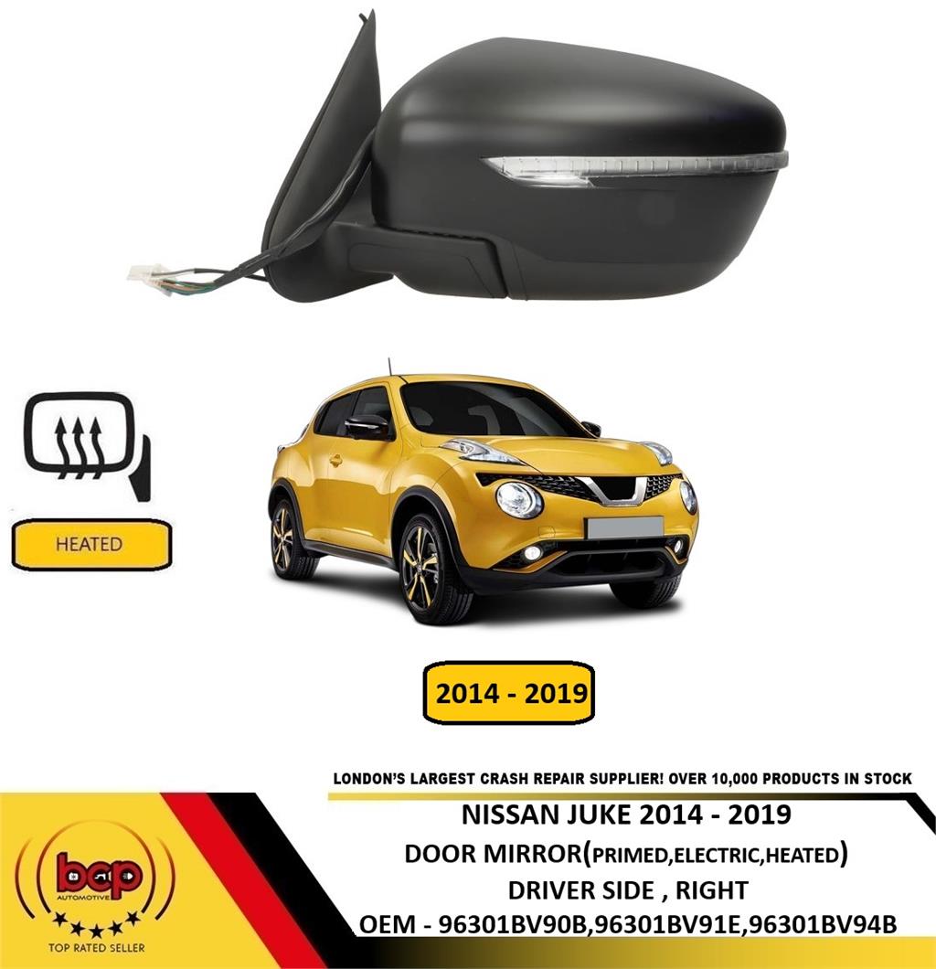 NISSAN JUKE 2014–2019 DOOR MIRROR PRIMED ELECTRIC LED INDICATOR DRIVER RIGHT