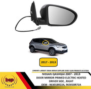 NISSAN QASHQAI 2007 -2010 DOOR MIRROR PRIMED ELECTRIC MANUAL FOLDING DRIVER SIDE