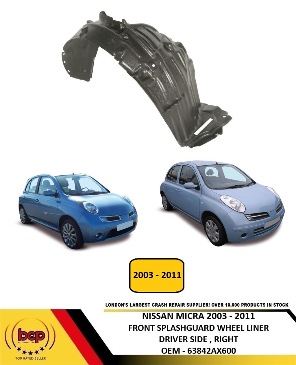 NISSAN MICRA 2003 -2011 FRONT SPLASHGUARD WHEEL ARCH LINER DRIVER SIDE RIGHT