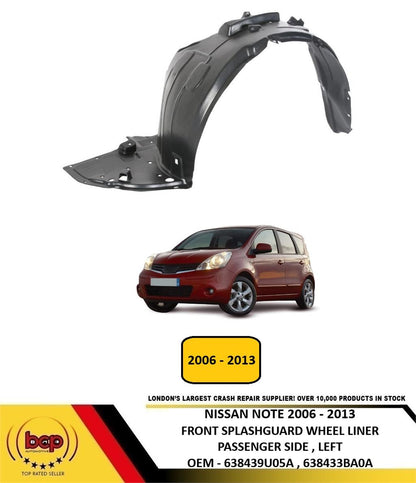 NISSAN NOTE 2006 - 2013 FRONT WING SPLASH GUARD WHEEL ARCH LINER PASSENGER LEFT