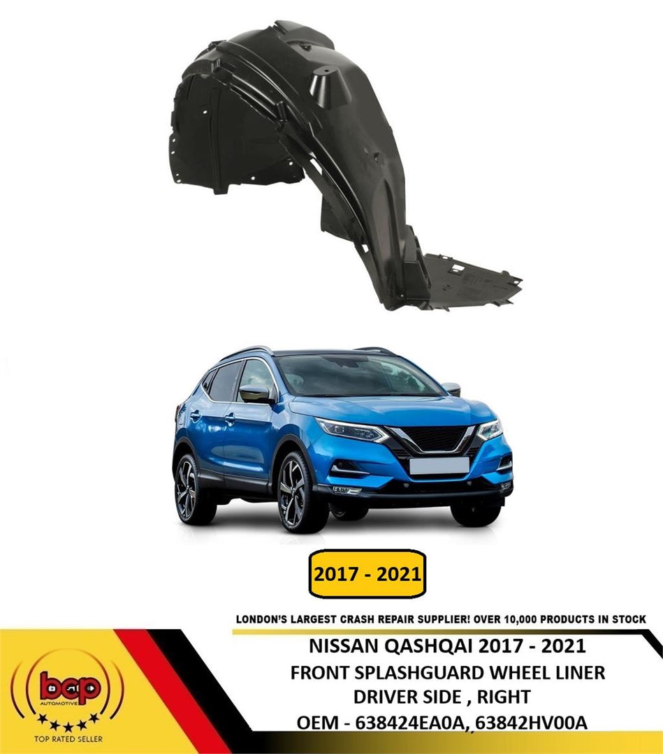 NISSAN QASHQAI 2017 - 2021 FRONT WHEEL ARCH SPLASH GUARD INNER DRIVER SIDE RIGHT