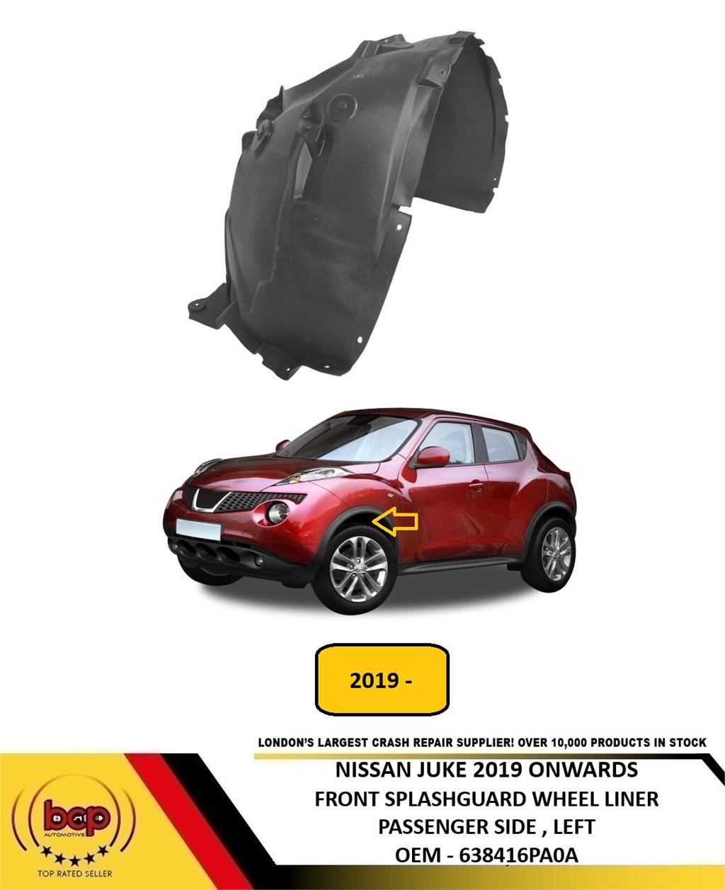 NISSAN JUKE 2019 ON FRONT SPLASHGUARD WHEEL LINER PASSENGER LEFT 638416PA0A