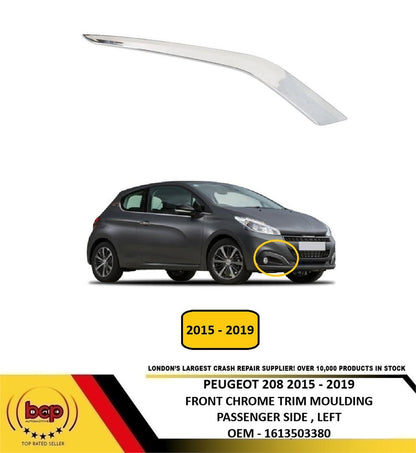 PEUGEOT 208 2015 - 2019 FRONT BUMPER LOWER CHROME TRIM DRIVER RIGHT 1613503380