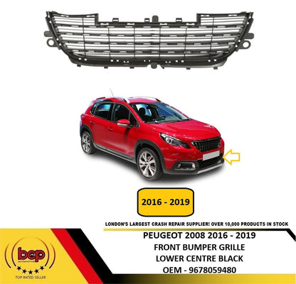 PEUGEOT 2008 2016 - 2019 FRONT LOWER CENTRE BUMPER GRILLE STANDARD MODELS ONLY
