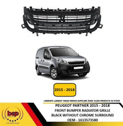 PEUGEOT PARTNER 2015 - 2018 GRILLE MAIN TOP GRILLE BLACK NO CHROME 1613573580