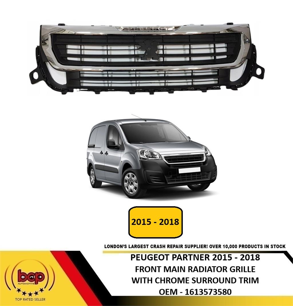 PEUGEOT PARTNER 2015 - 2018 GRILLE MAIN TOP GRILLE BLACK WITH CHROME 1613573580