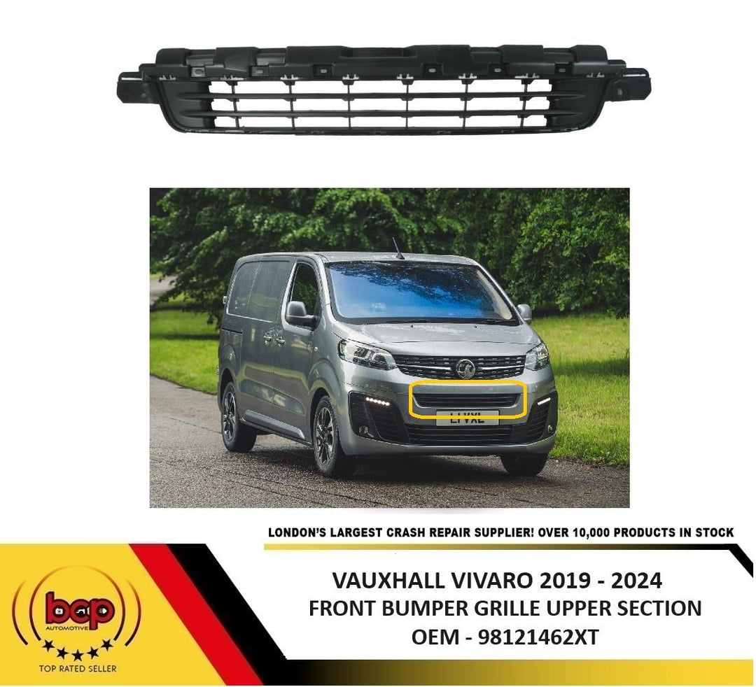 VAUXHALL VIVARO 2019 - 2024 FRONT BUMPER GRILLE UPPER FOR PAINTED BUMPER ONLY