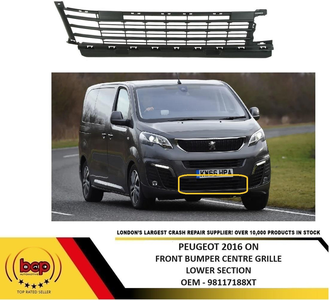 PEUGEOT TRAVELLER 2016 ON FRONT BUMPER CENTRE GRILLE LOWER FOR PAINTED BUMPER