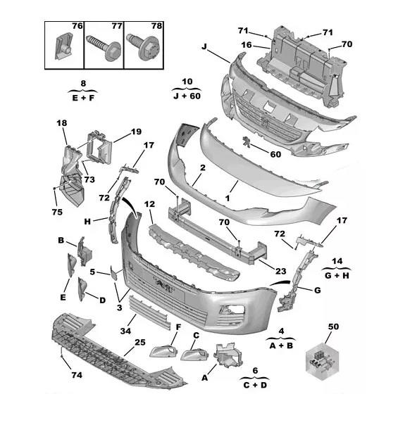 PEUGEOT PARTNER 2018 - 2024 FRONT BUMPER RADIATOR GRILLE CHROME MOULDING TO TAKE