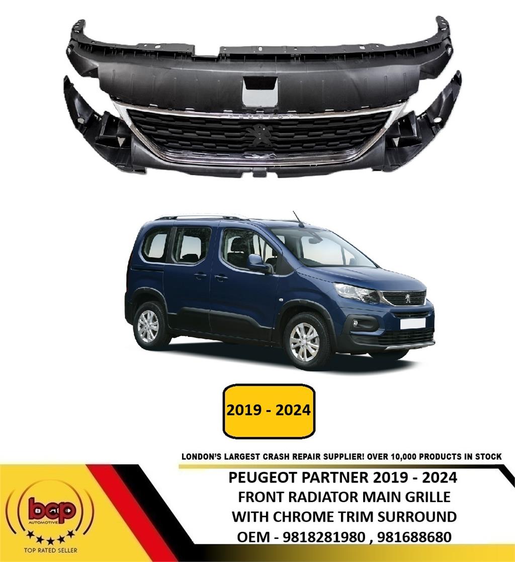 PEUGEOT PARTNER 2018 - 2024 FRONT BUMPER RADIATOR GRILLE CHROME MOULDING TO TAKE