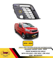 PEUGEOT EXPERT 2016 – 2024 FRONT BUMPER FOG GRILLE FOG DRL AND PDC HOLES RIGHT