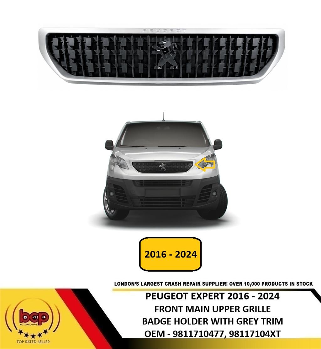 PEUGEOT EXPERT 2016 - 2024 FRONT BUMPER UPPER GRILLE BADGE HOLDER WITH GREY TRIM