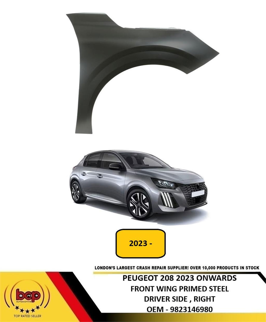 PEUGEOT 208 2020 2021 2022 2023 2024 FRONT WING RIGHT DRIVER SIDE PRIMED
