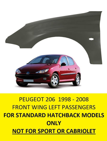 PEUGEOT 206 FRONT WING LEFT PASSENGERS NEW INSURANCE APPROVED