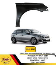 PEUGEOT 308 2014 - 2017 FRONT WING FENDER DRIVER SIDE RIGHT INSURANCE APPROVED