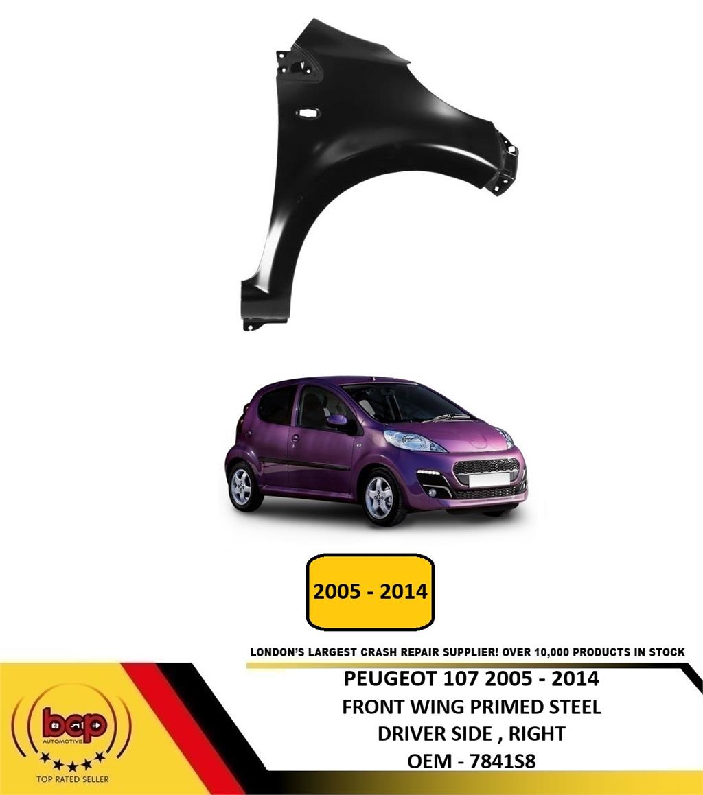 PEUGEOT 107 2005 - 2014 FRONT WING FENDER PRIMED STEEL DRIVER SIDE RIGHT NEW