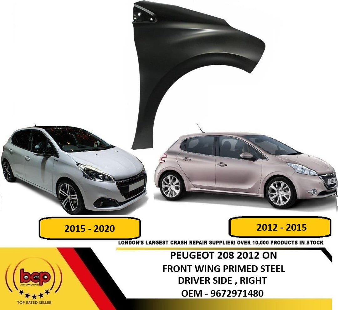 PEUGEOT 208 FRONT WING RIGHT DRIVERS SIDE PRIMED 2012 – 2019 INSURANCE QUALITY