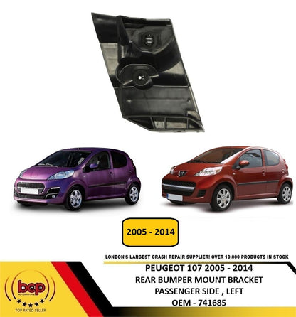 PEUGEOT 107 2005 – 2014 REAR BUMPER MOUNTING BRACKET PASSENGER SIDE LEFT NEW