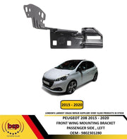 PEUGEOT 208 2015 - 2020 FRONT BUMPER WING MOUNTING METAL BRACKET PASSENGER LEFT