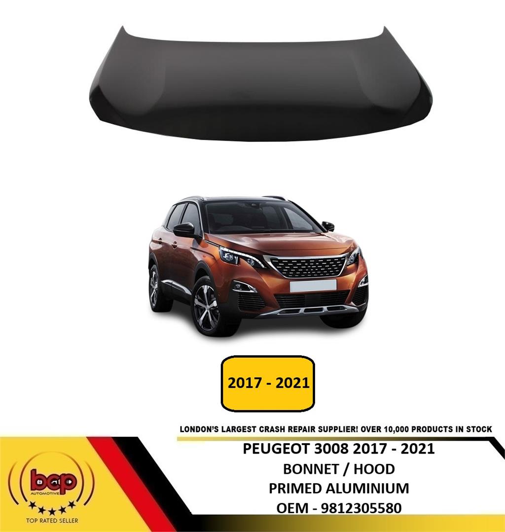 PEUGEOT 3008 2017 - 2021 BONNET HOOD PRIMED ALUMINIUM NEW 9812305580