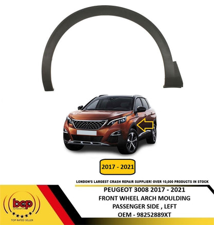 PEUGEOT 3008 2017 – 2021 FRONT WING WHEEL ARCH MOULDING BLACK PASSENGER LEFT