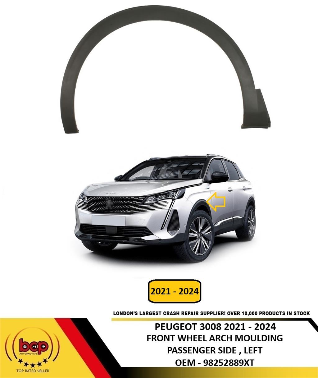 PEUGEOT 3008 2021 - 2024 FRONT WING WHEEL ARCH MOULDING BLACK PASSENGER LEFT