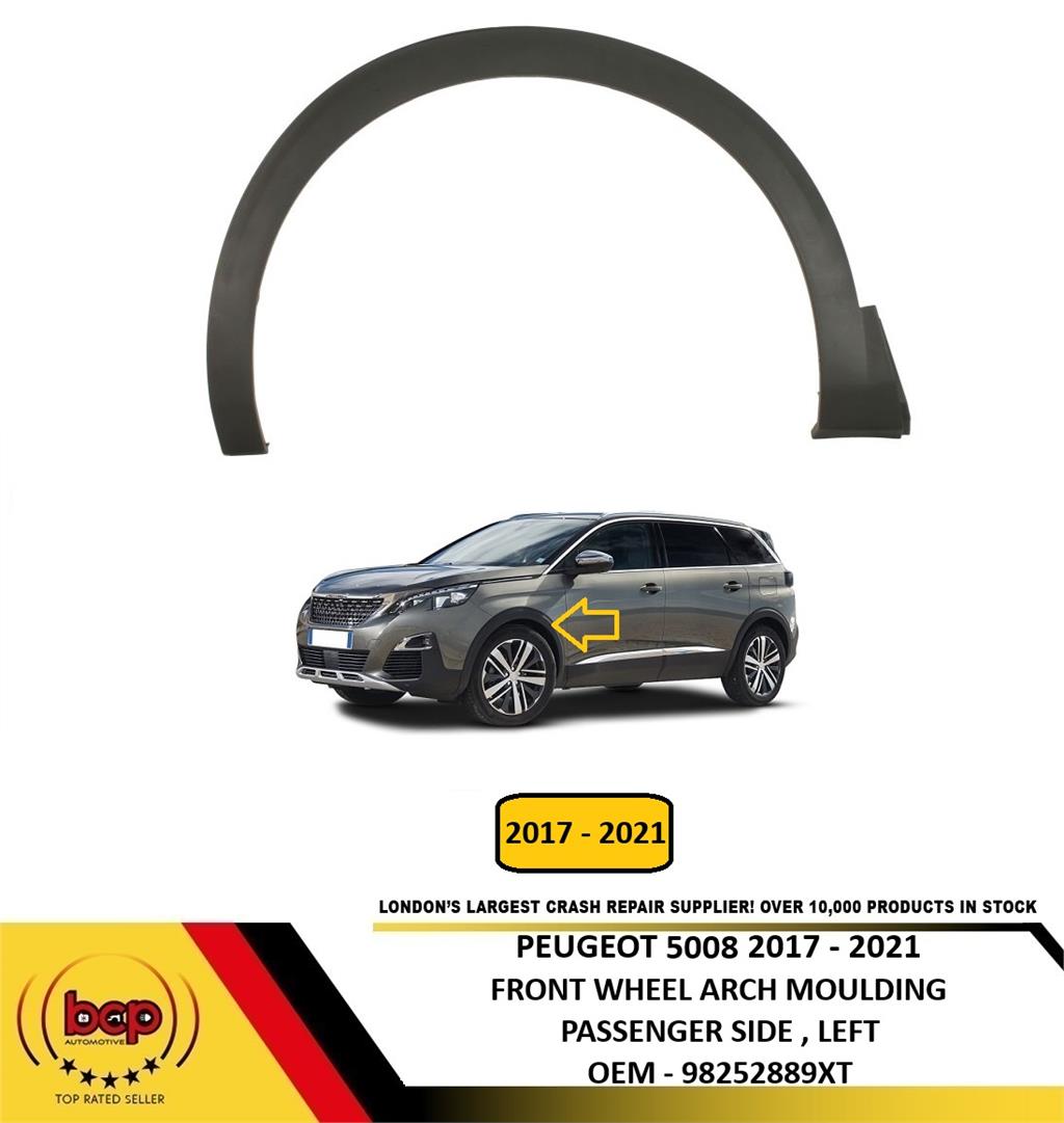 PEUGEOT 5008 2017 – 2021 FRONT WING WHEEL ARCH MOULDING BLACK PASSENGER LEFT