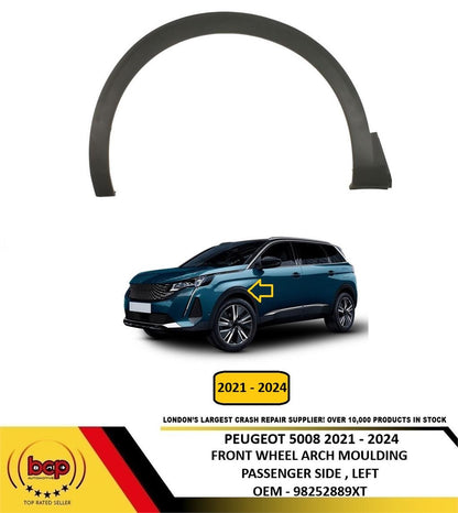 PEUGEOT 5008 2021 - 2024 FRONT WING WHEEL ARCH MOULDING BLACK PASSENGER LEFT