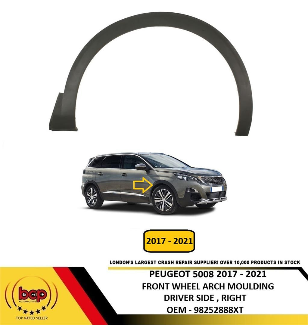PEUGEOT 5008 2017 – 2021 FRONT WING WHEEL ARCH MOULDING BLACK DRIVER SIDE RIGHT