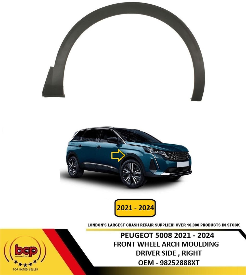 PEUGEOT 5008 2021 - 2024 FRONT WING WHEEL ARCH MOULDING BLACK DRIVER SIDE RIGHT
