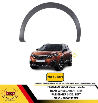 PEUGEOT 3008 2017 – 2021 REAR WHEEL ARCH TRIM MOULDING PASSENGER SIDE LEFT