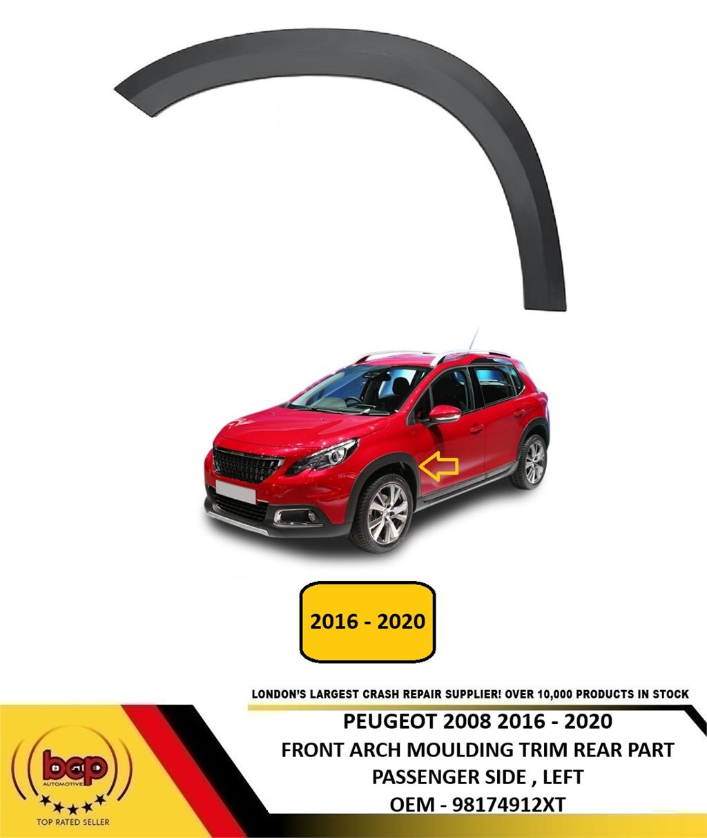 PEUGEOT 2008 2016 - 2020 FRONT WING ARCH MOULDING BLACK REAR PART PASSENGER LEFT