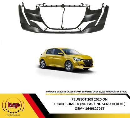 PEUGEOT 208 2020 ON FRONT BUMPER PRIMED NO PARKING SENSOR HOLES NOT GTI MODELS