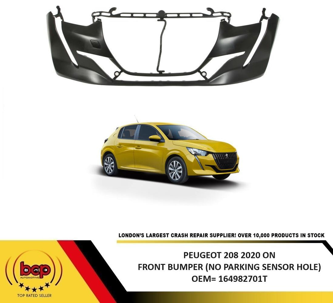 PEUGEOT 208 2020 ON FRONT BUMPER PRIMED NO PARKING SENSOR HOLES NOT GTI MODELS