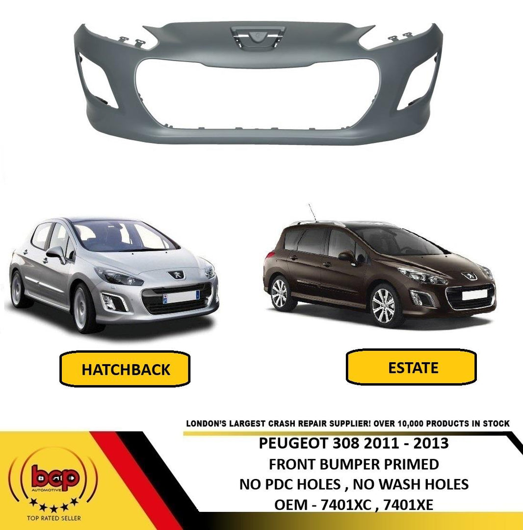PEUGEOT 308 2011 – 2013 FRONT BUMPER PRIMED NO PARKING SENSOR HOLES NOT GTI