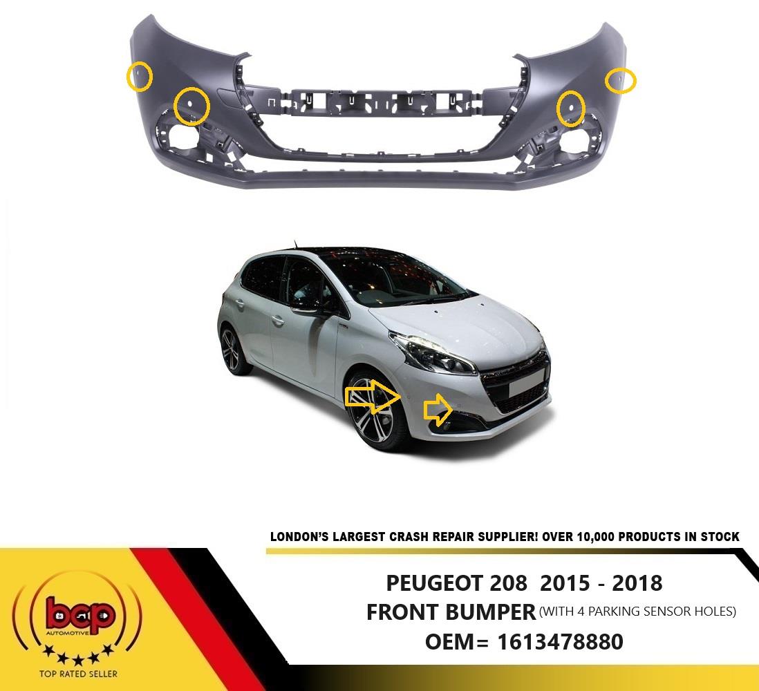PEUGEOT 208 2015 - 2019 FRONT BUMPER WITH 4 PARKING SENSOR HOLES PRIMED