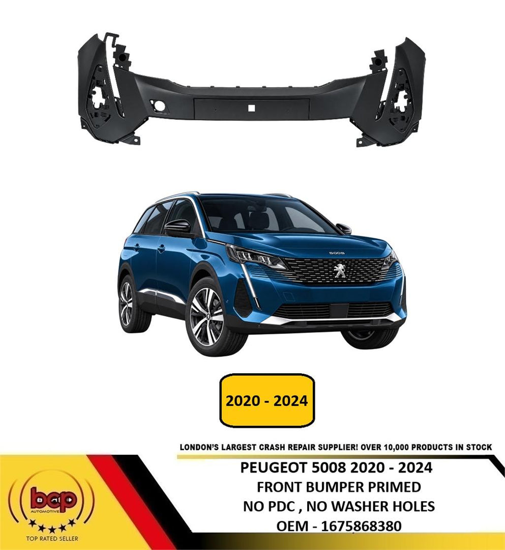 PEUGEOT 5008 2021 - 2024 FRONT BUMPER PRIMED NO PDC NO WASHER HOLES 1675868380