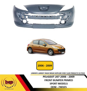 PEUGEOT 207 2006 - 2009 FRONT BUMPER PRIMED SPORT MODEL WITH FOG BRAND NEW