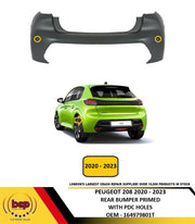 PEUGEOT 208 2020 - 2023 REAR BUMPER UPPER PRIMED WITH PARKING SENSOR HOLES NEW