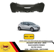 PEUGEOT 208 2012  - 2015 REAR BUMPER PRIMED NO PARKING SENSOR HOLES  1607254580
