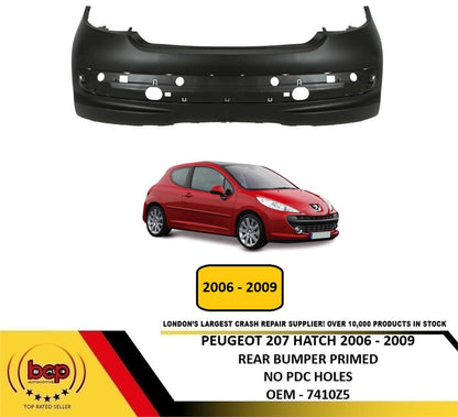 PEUGEOT 207 2006 -2009 REAR BUMPER PRIMED STANDARD MODELS ONLY PRIMED BRAND NEW